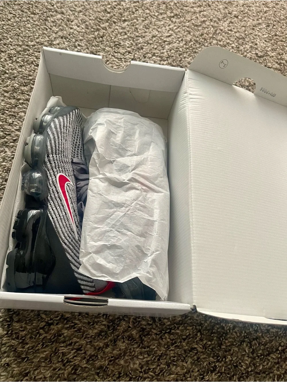 Nike Women’s Grey/Black/Red VaporMax Flyknit Sneaker